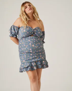 Plus Size Twist Front Off Shoulder Dress