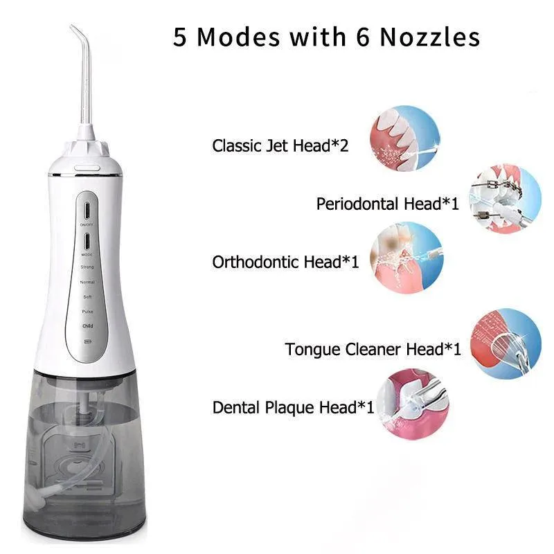 Portable Oral Irrigator 5 Modes Rechargeable Dental Water Jet 6