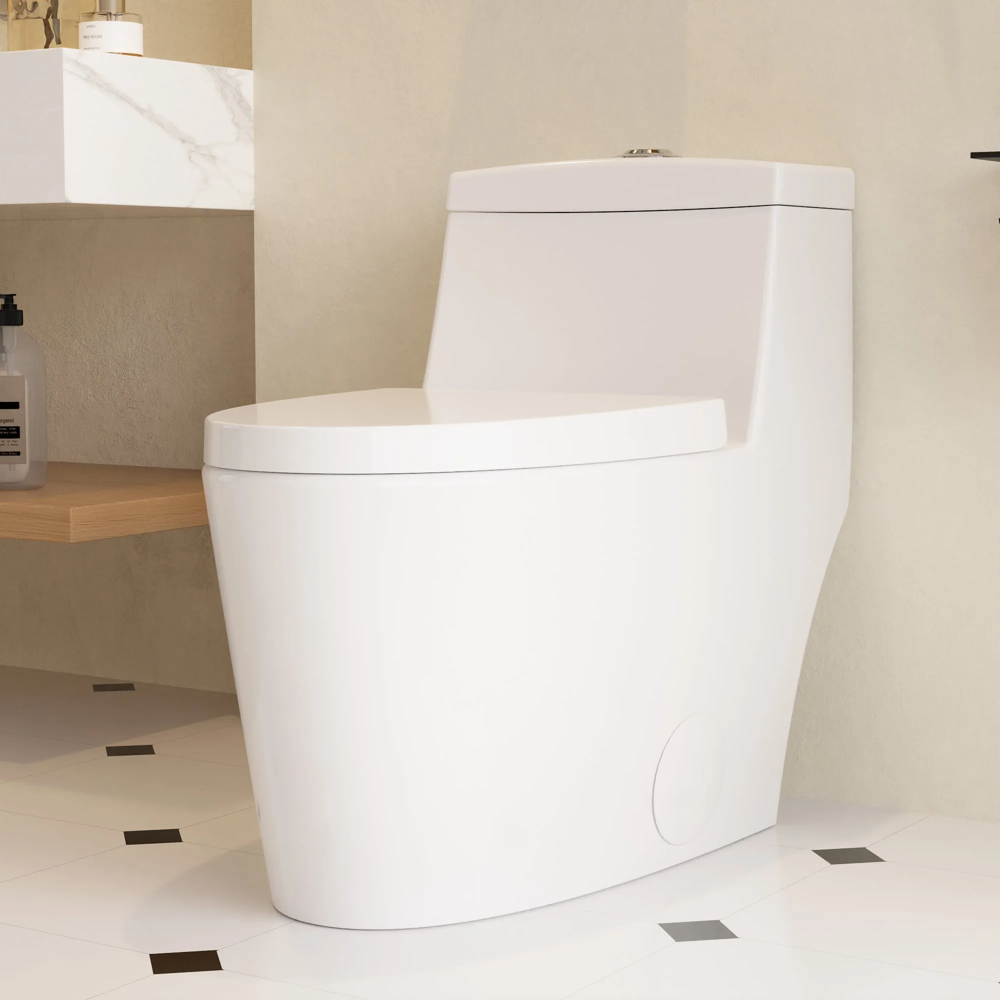 PRISM One-Piece Elongated Toilet, Dual-Flush Glazed Surface with Multiple Colors