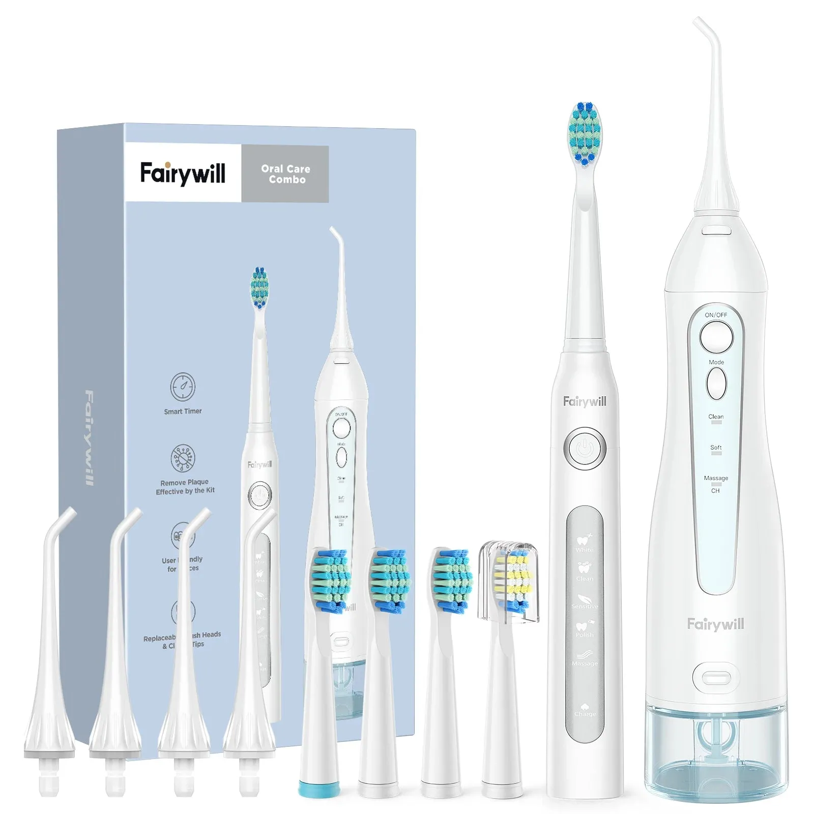 "Best Selling"  - Fairywill Water Dental Flosser Teeth Portable Cordless USB Oral Irrigator Cleaner IPX7 Waterproof Electric Toothbrush Set Home