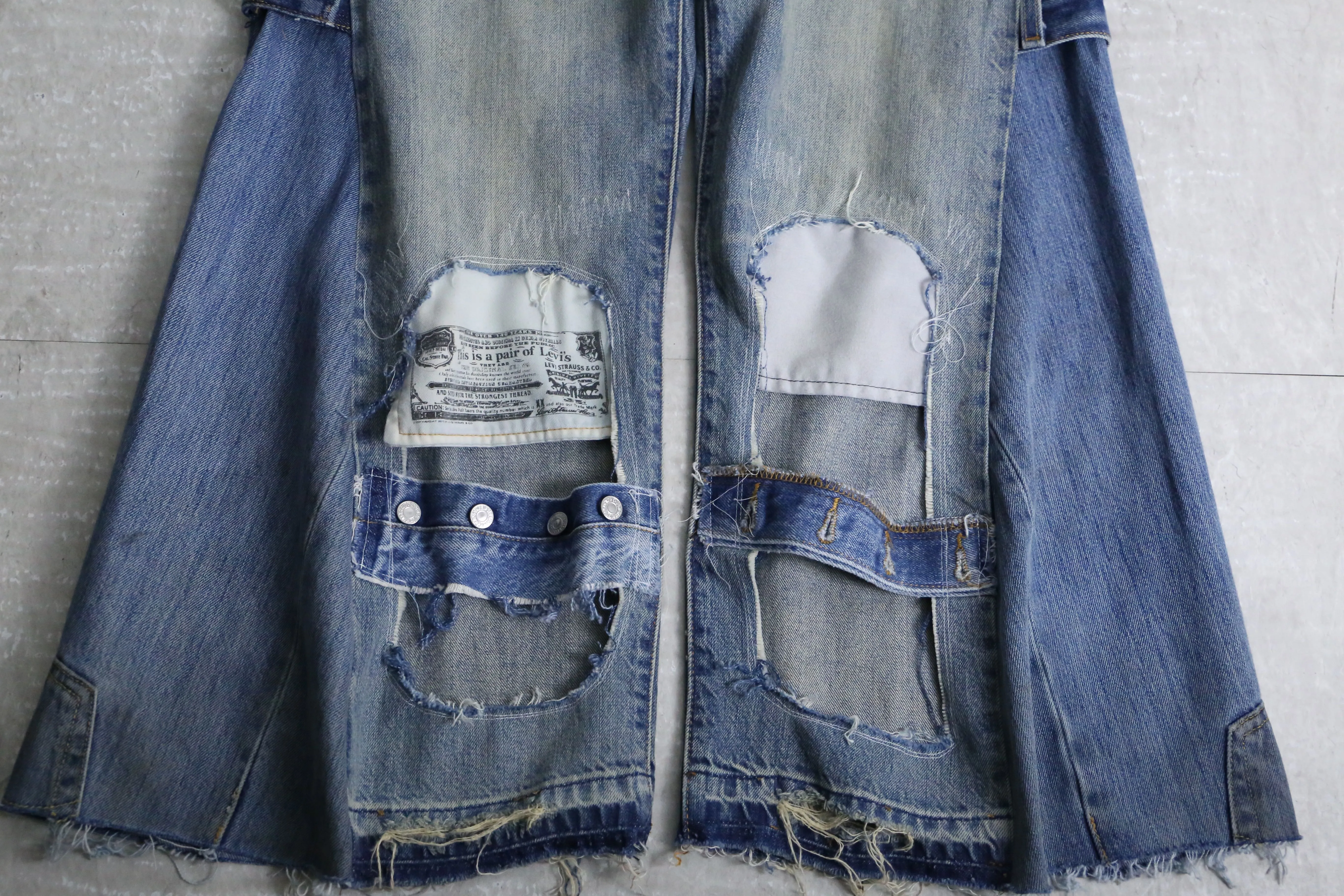 "Re:make" hole design flare denim pants