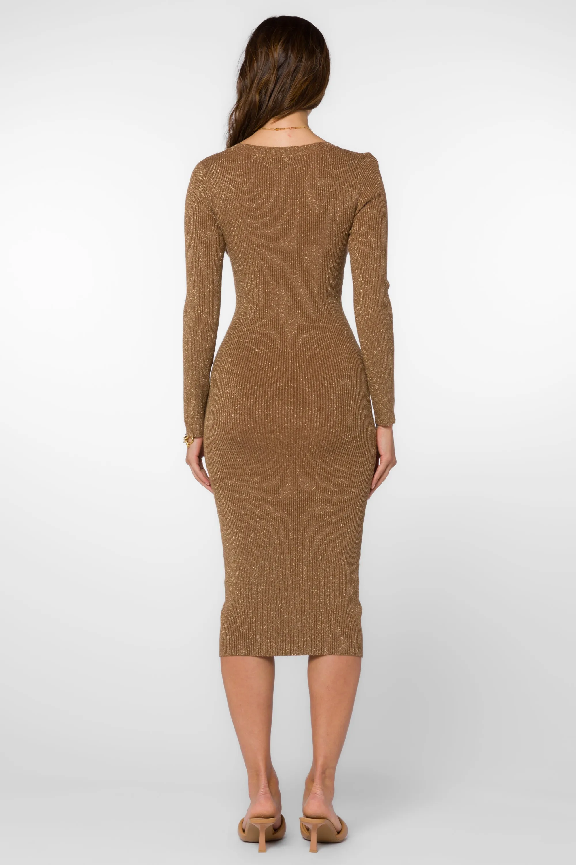 Rasha Taupe Metallic Dress