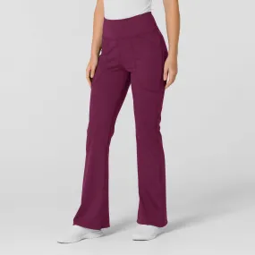 RENEW Knit Women's Flare Yoga Scrub Pant - Wine