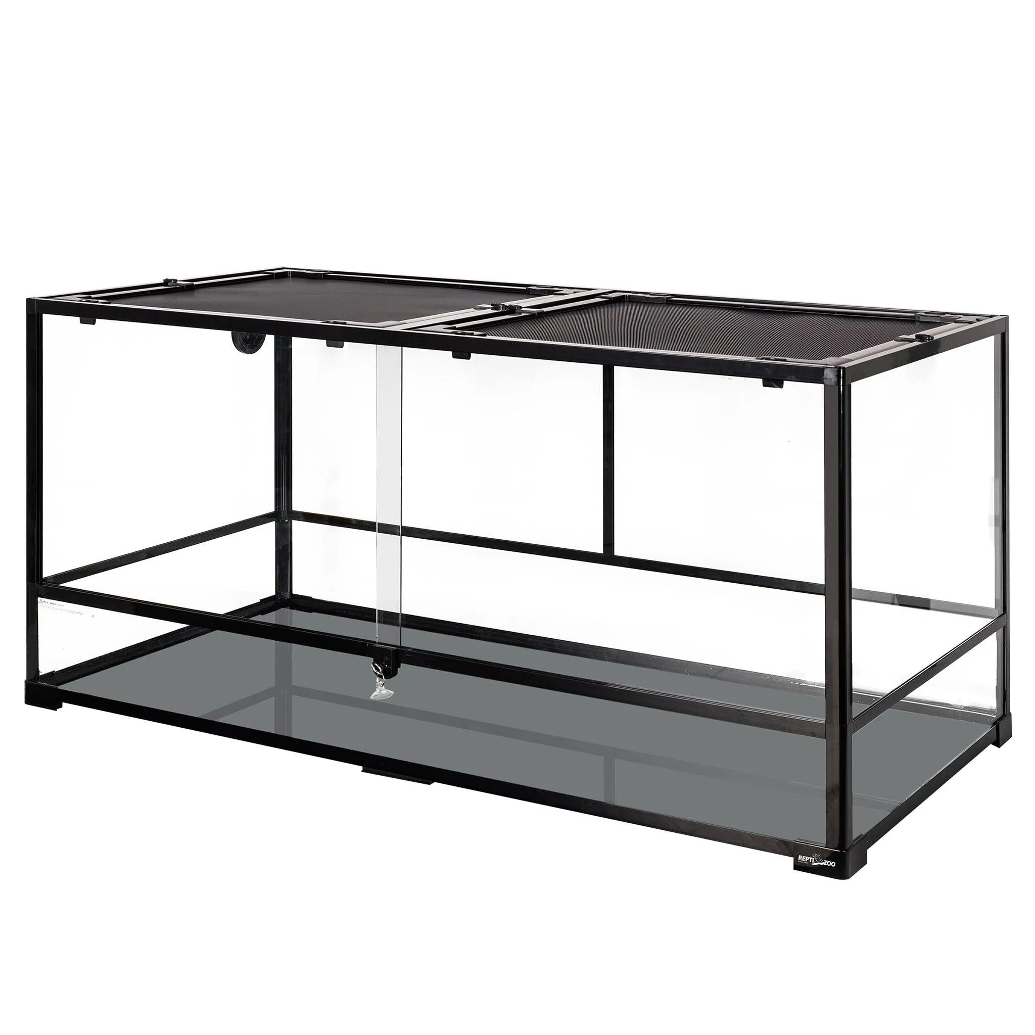 REPTI ZOO 120 Gallon 48" x 24" x 24" Large Glass Reptile Snake Terrarium, Tall & Wide Reptile Habitat Tank with Sliding Door Screen Ventilation RK0240