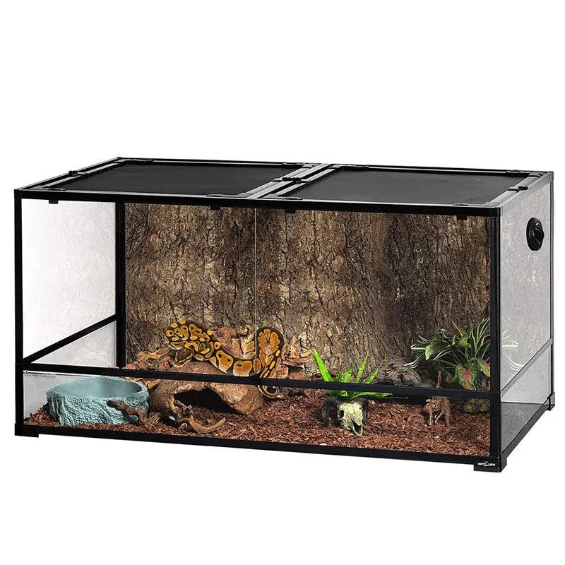 REPTI ZOO 120 Gallon 48" x 24" x 24" Large Glass Reptile Snake Terrarium, Tall & Wide Reptile Habitat Tank with Sliding Door Screen Ventilation RK0240