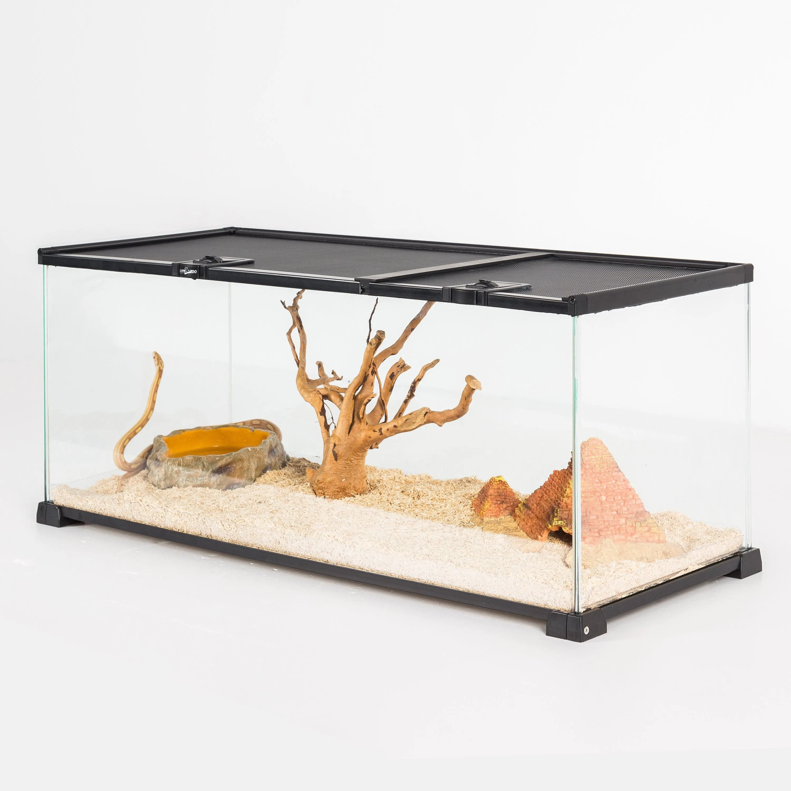 REPTI ZOO 18 Gallon Reptile Enclosures With Double Top Covers And Glass Sides