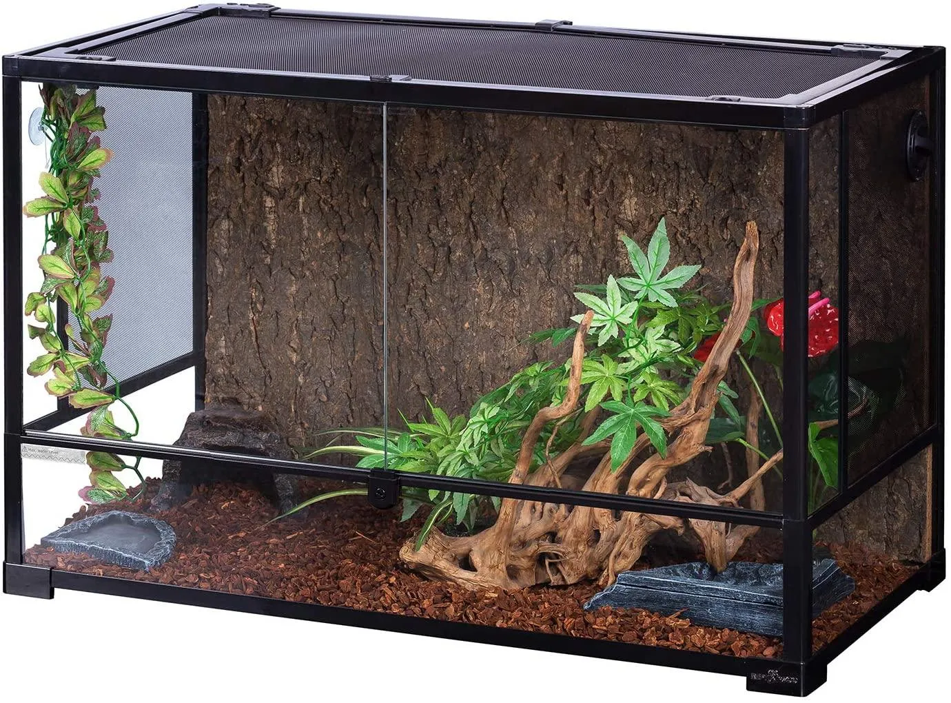 REPTI ZOO 67 Gallon 36" x 18" x 24" Double Hinge Door with Screen Ventilation Reptile Terrarium(Knock-Down) RK0120N