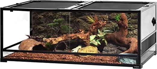 REPTI ZOO 90 Gallon 48" x 24" x 18"  Reptile Habitat, Double Hinge Door with Screen Ventilation Reptile Terrarium (Knock-Down) RK0226