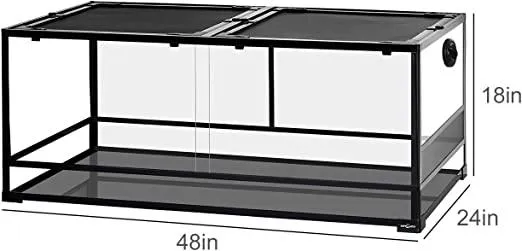 REPTI ZOO 90 Gallon 48" x 24" x 18"  Reptile Habitat, Double Hinge Door with Screen Ventilation Reptile Terrarium (Knock-Down) RK0226