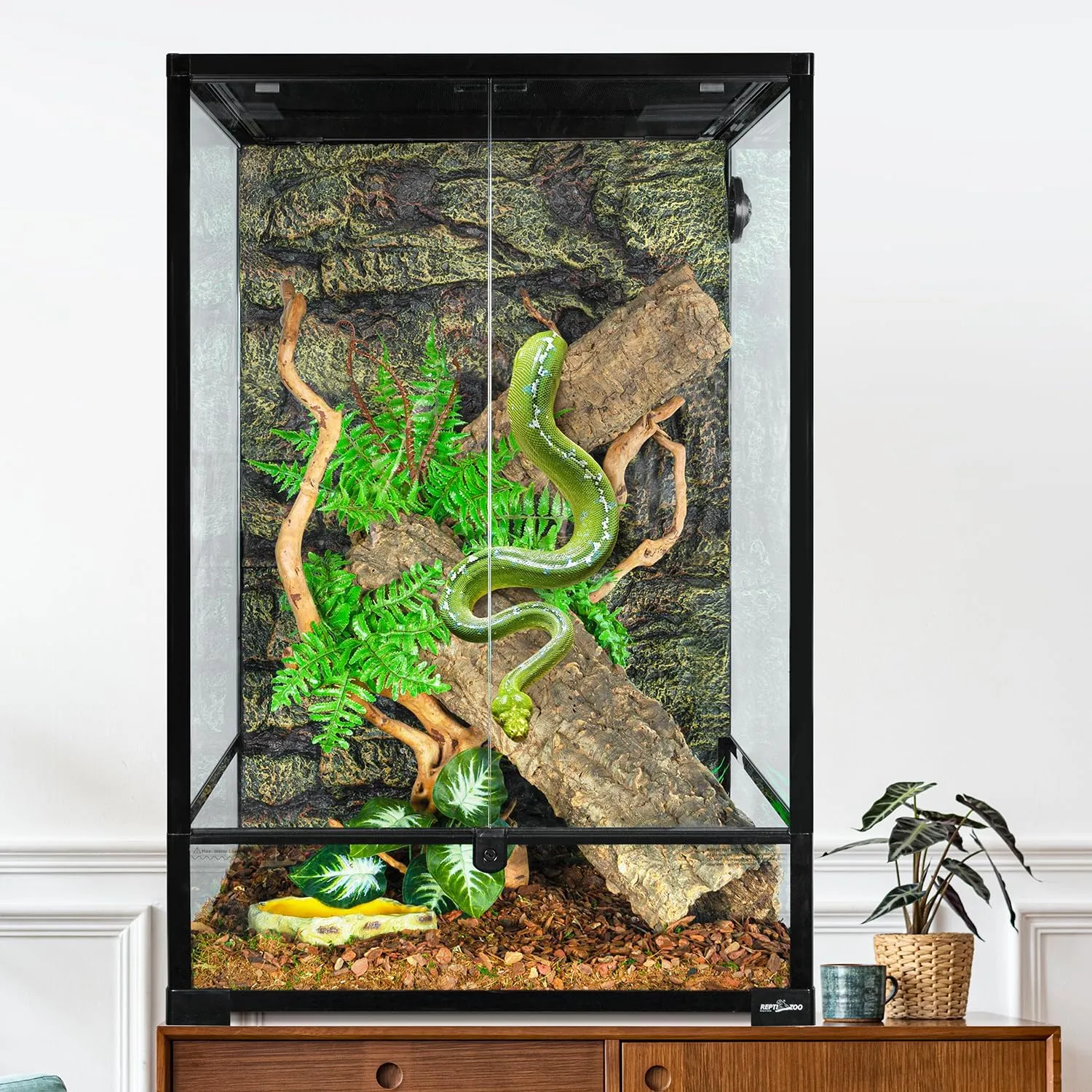 REPTIZOO 90 Gallon 24" x 24" x 36" Large Glass Tall Reptile Terrarium with Front Opening Door and Top Screen Ventilation