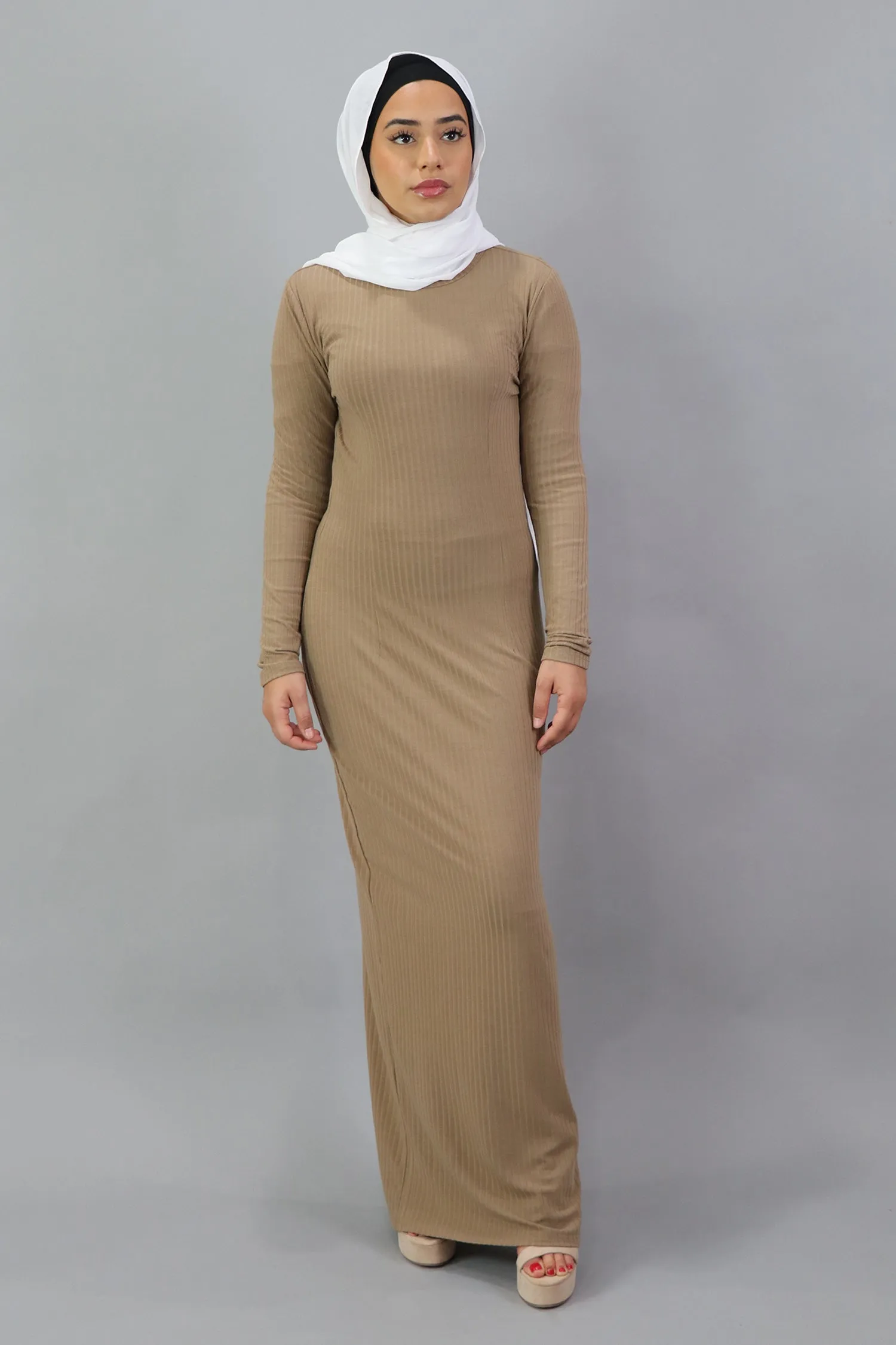 Ribbed Maxi Dress - Sand