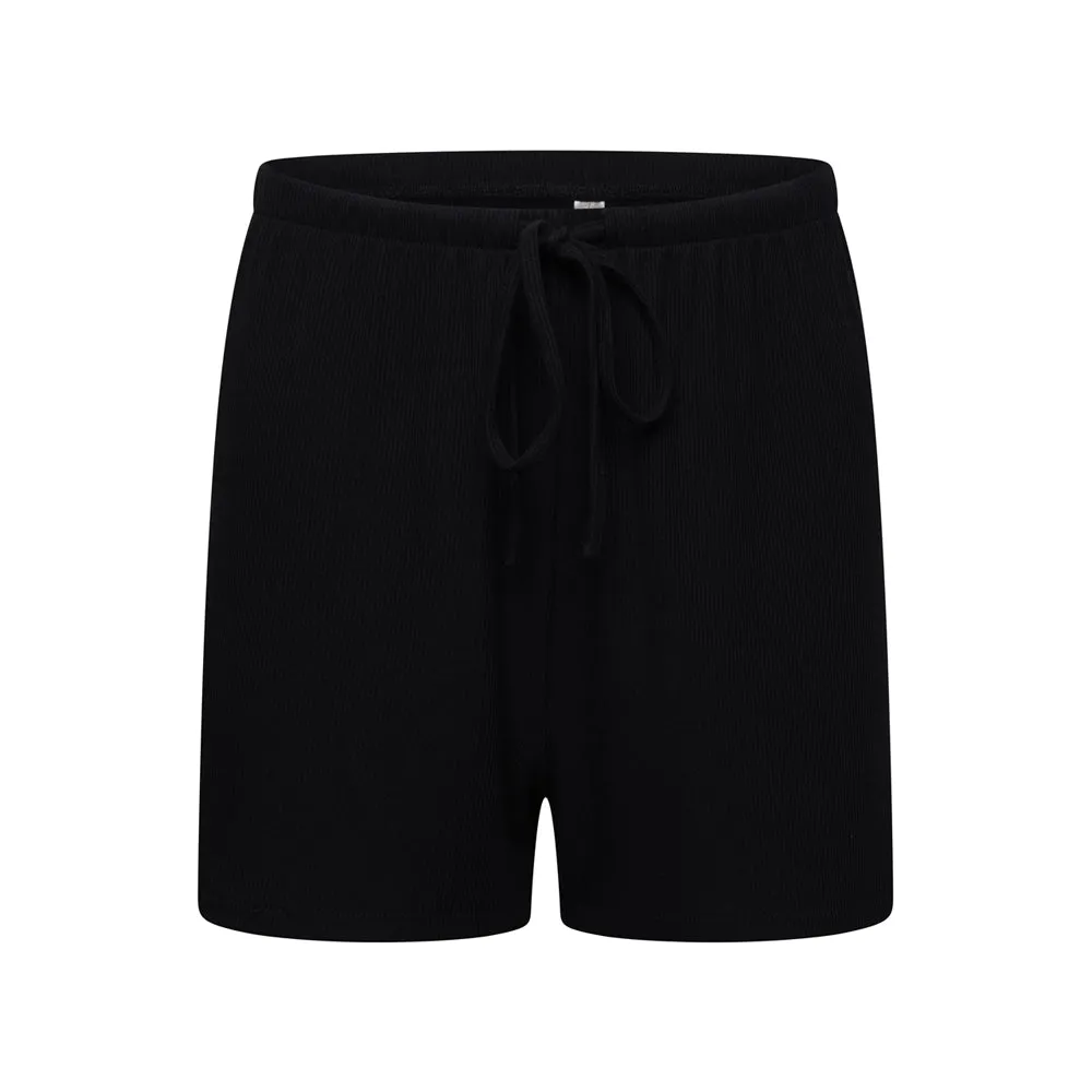 Ribbed Modal Sleep Short- Black