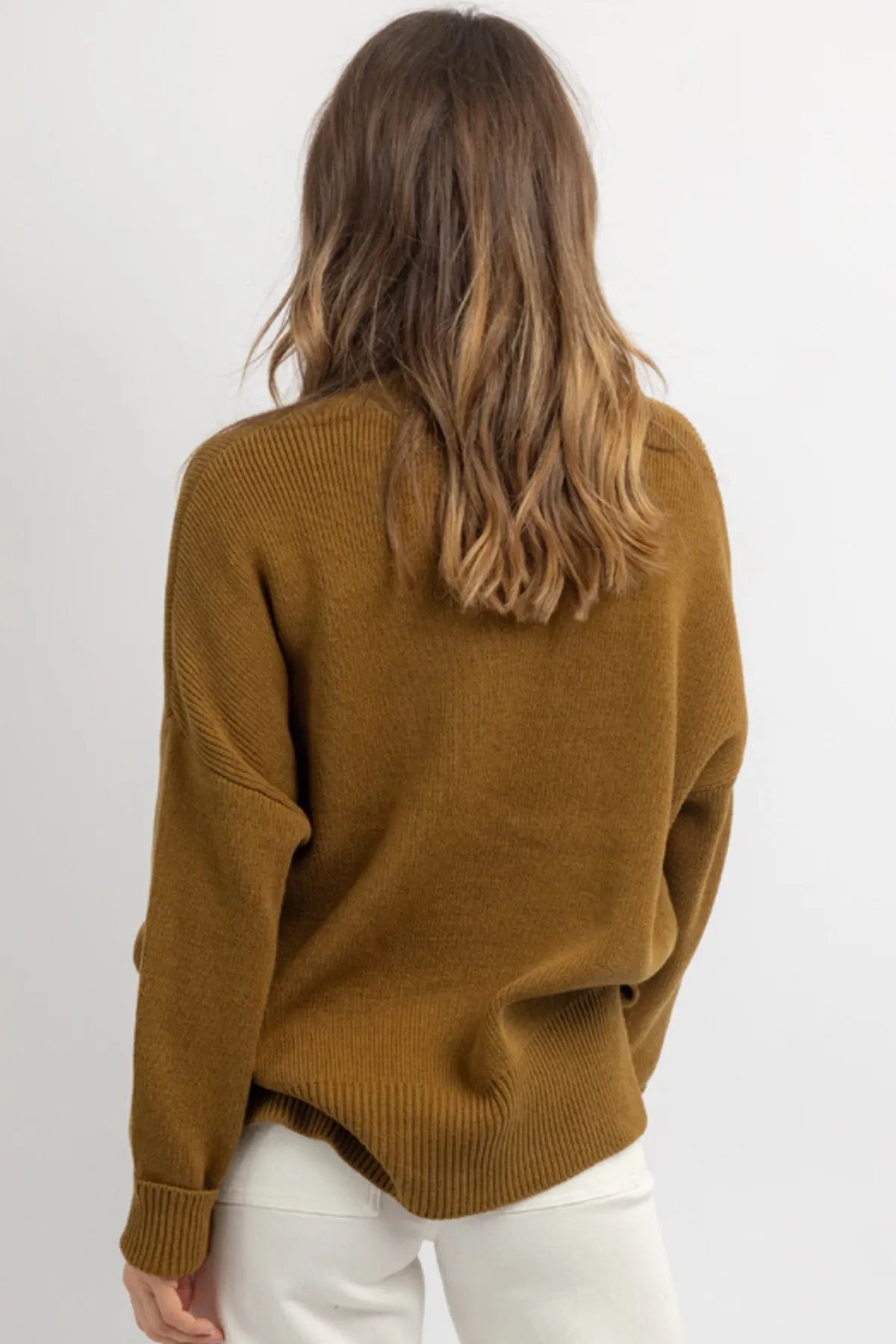 RICH OLIVE RIBBED SWEATER