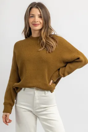 RICH OLIVE RIBBED SWEATER