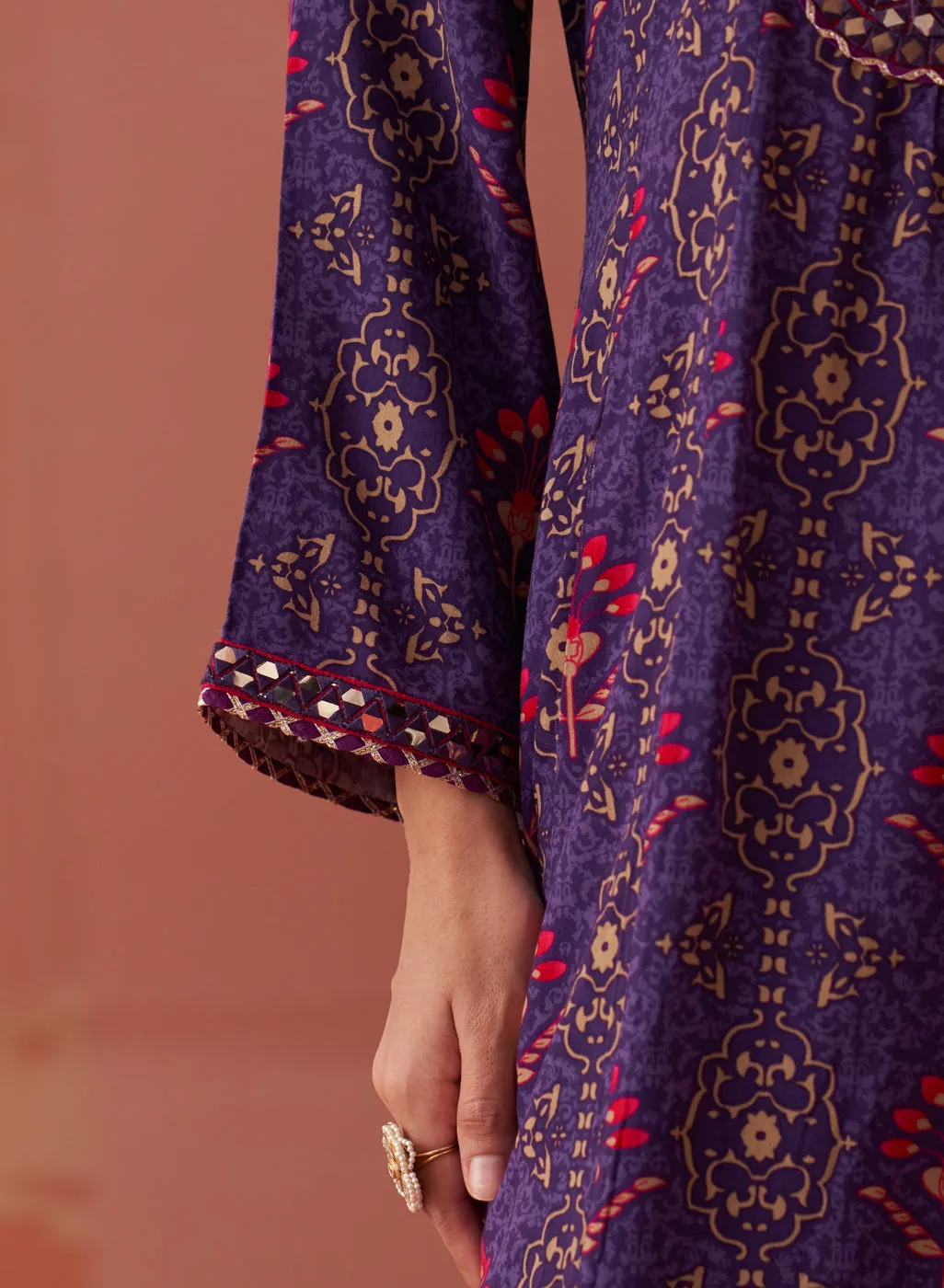 Sania Purple Printed Rayon Kurta Set