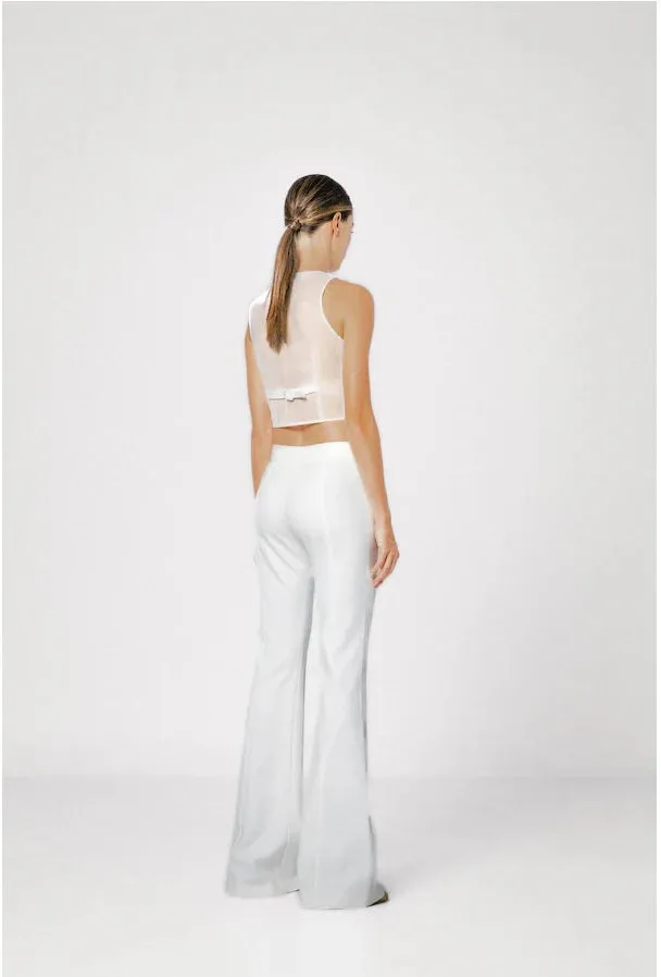 Sans Faff Lizzy Low Rise Flared Trousers White