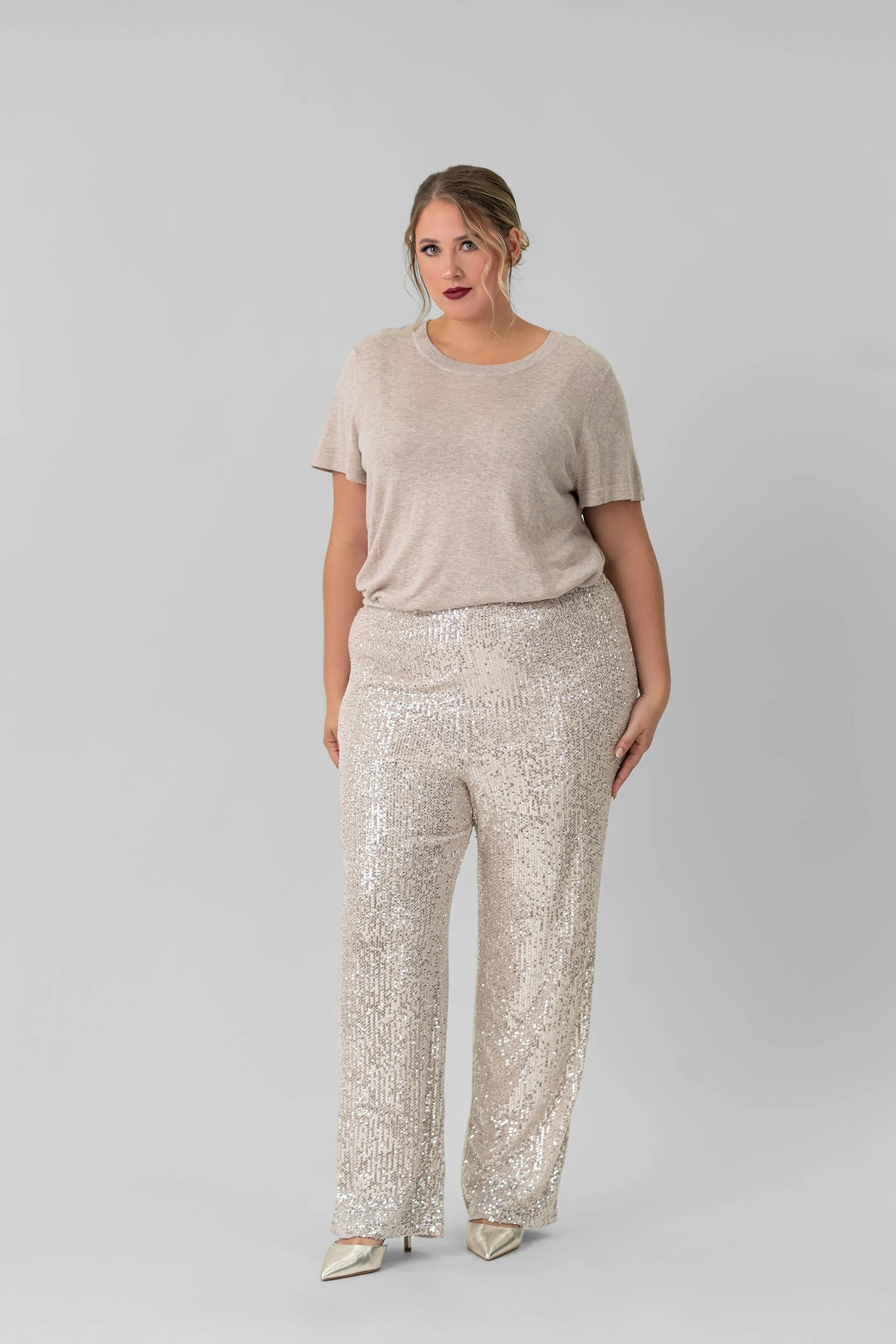 SEQUIN SEMI FLARED PANTS