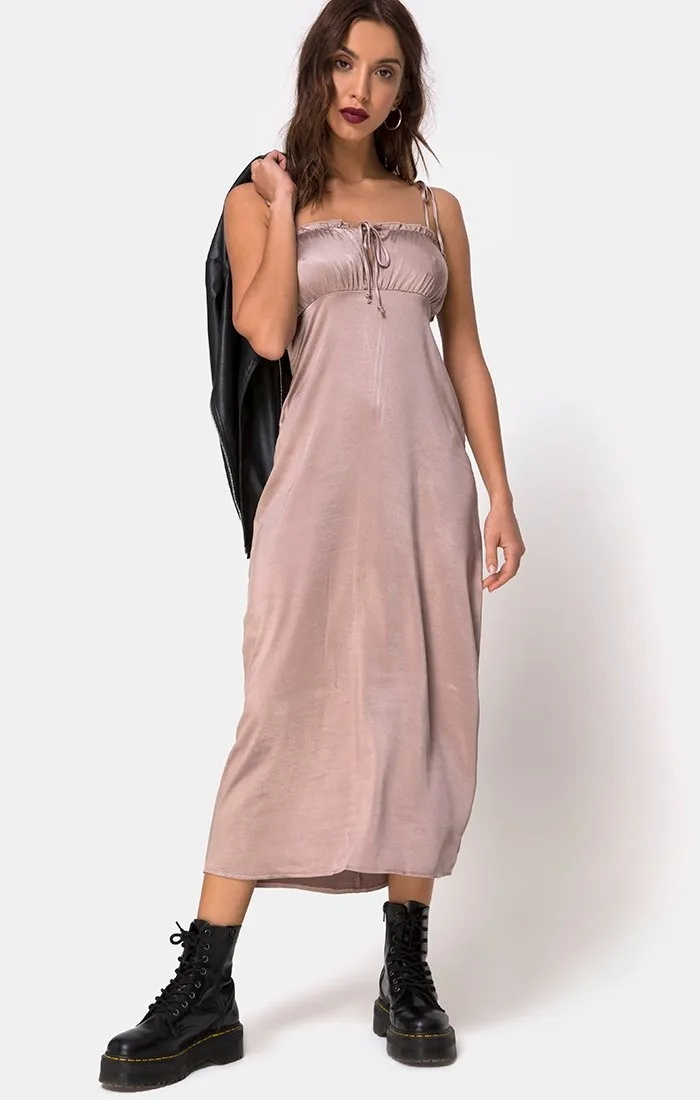 Shilia Dress in Satin Mink