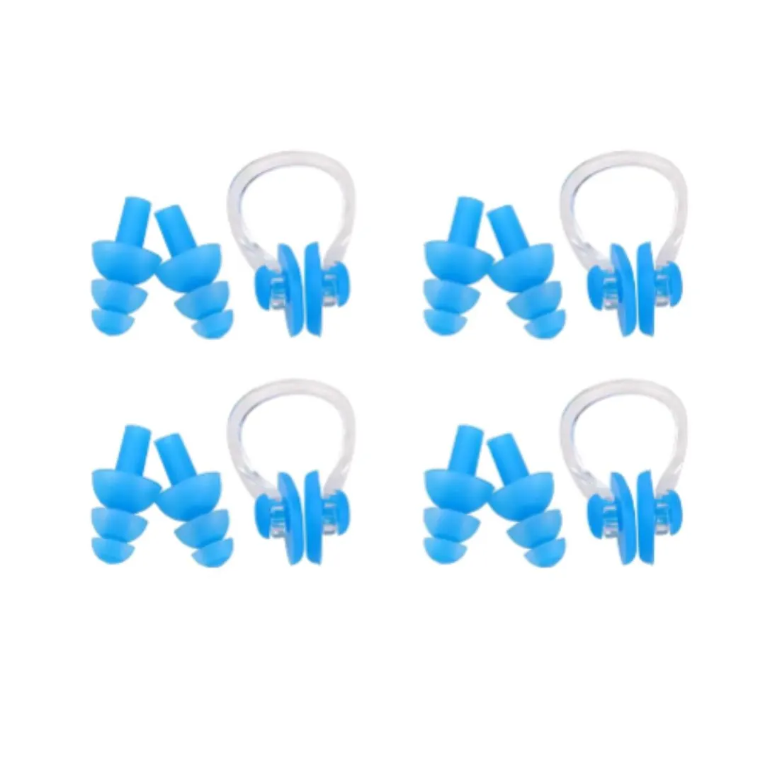 Silicone Swimming Nose Clip with Ear Plugs | Swimming Earplugs & Noseclip for Boys, Girls & Kids (Multicolor)