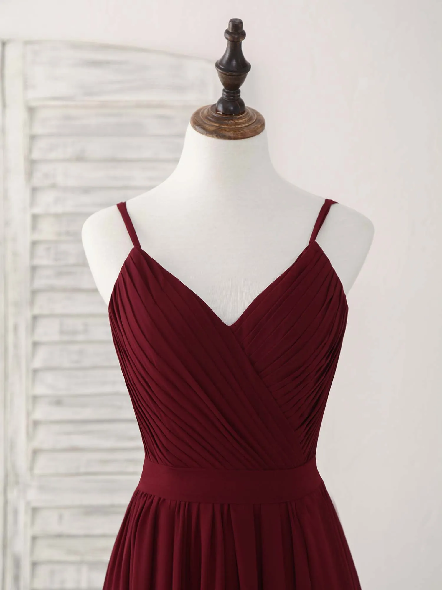 Simple Burgundy Chiffon Long Prom Dress Burgundy Evening Dress