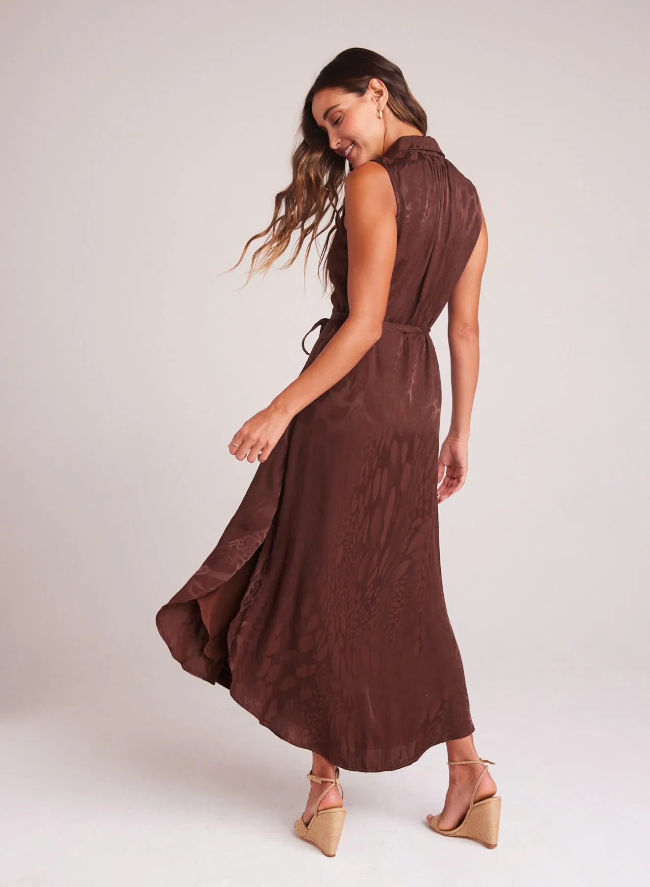 Sleeveless Shirred Maxi Dress - Café Noir