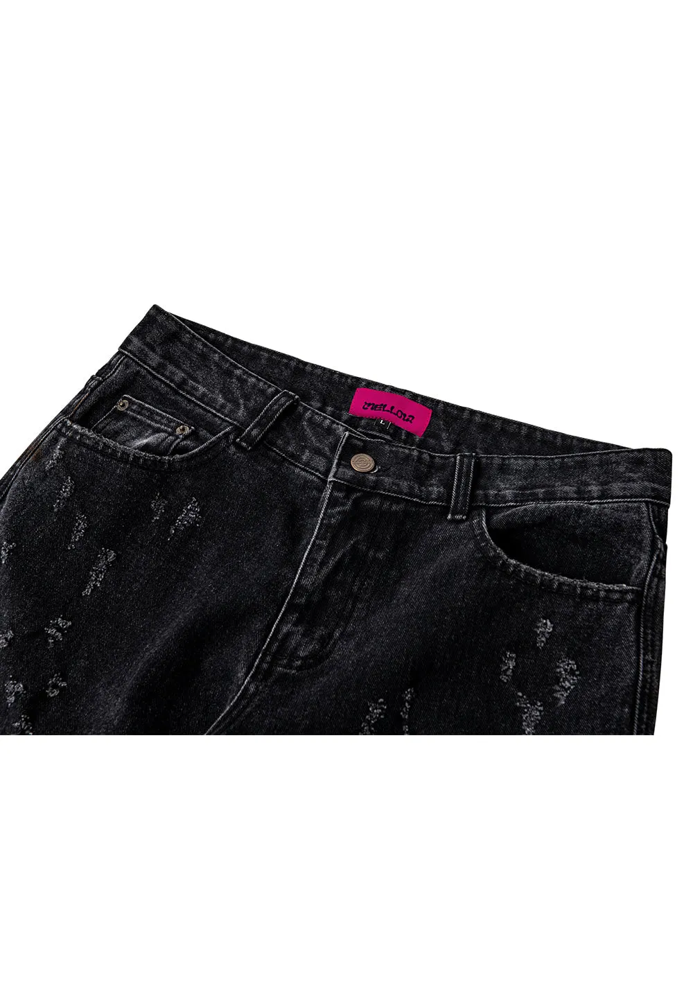 Slug damage denim pants black