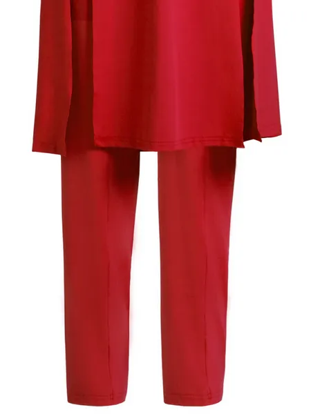 Solid Color Split Top   Pants Two-Piece Set