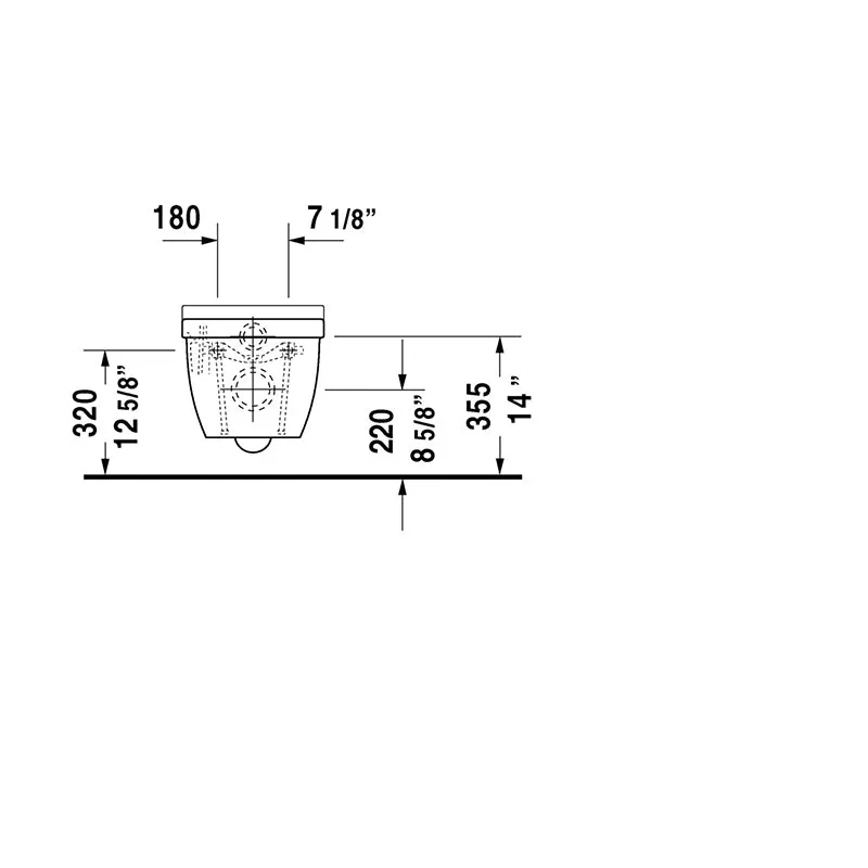 Starck 3 1.6 gpf & 0.8 gpf Dual-Flush Wall Mount Toilet in White