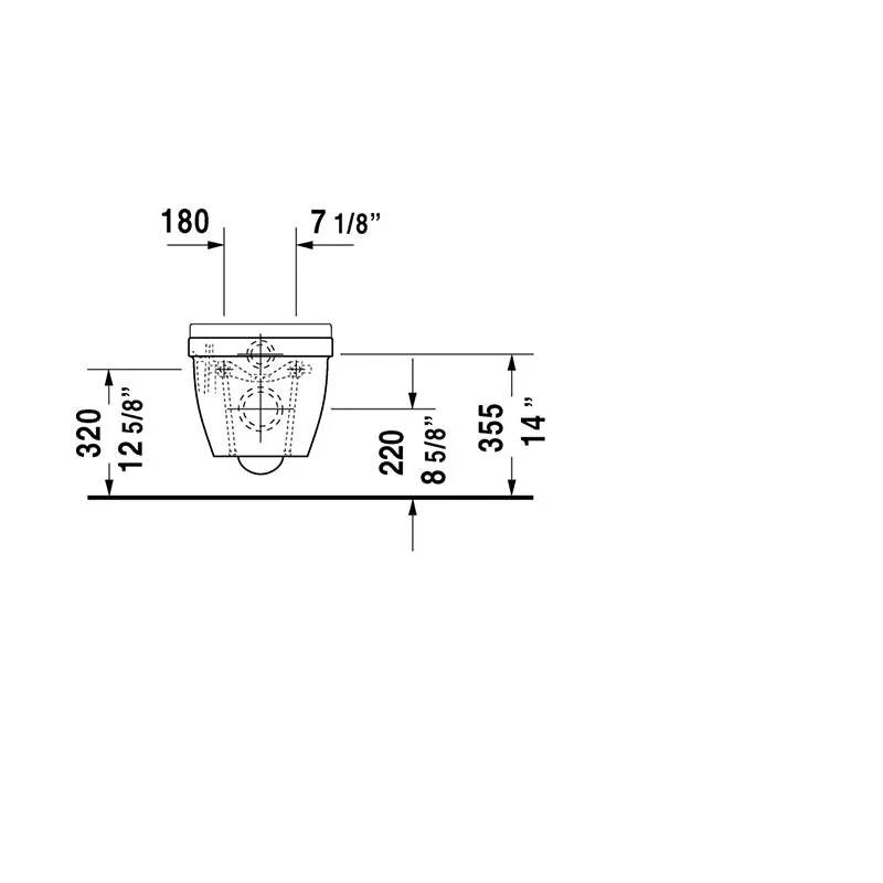 Starck 3 Compact 1.6 gpf & 0.8 gpf Dual-Flush Wall Mount Toilet in White