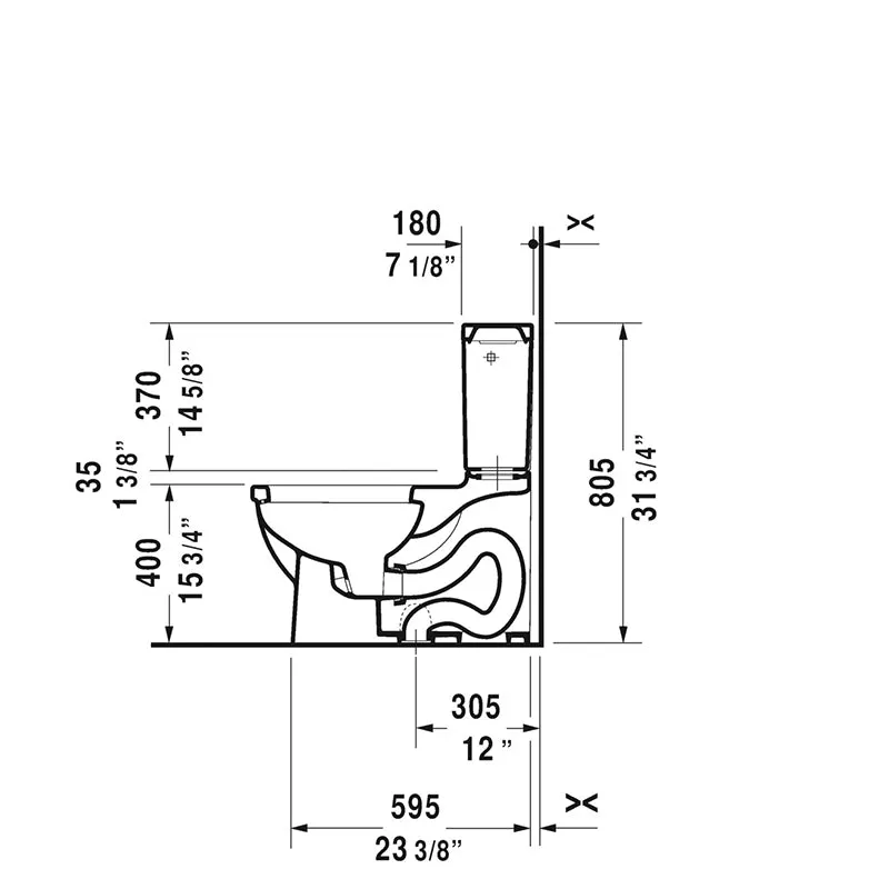 Starck 3 Elongated 1.28 gpf Two-Piece Toilet in White