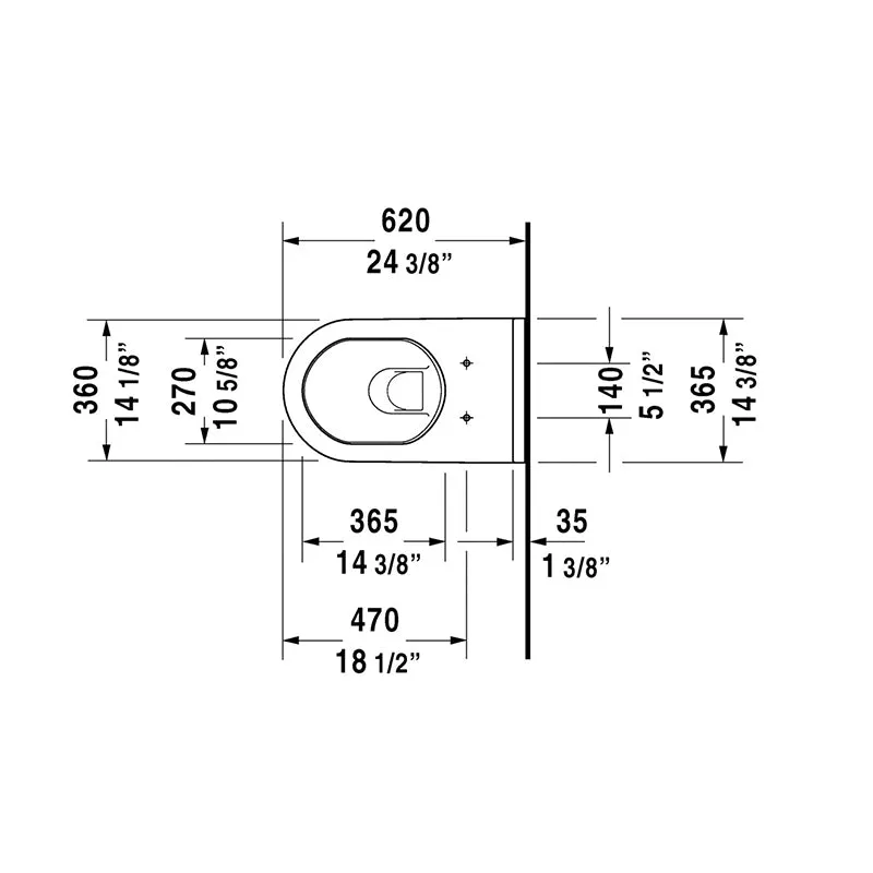 Starck 3 Elongated 1.6 gpf & 0.8 gpf Dual-Flush Wall Mount Toilet in White