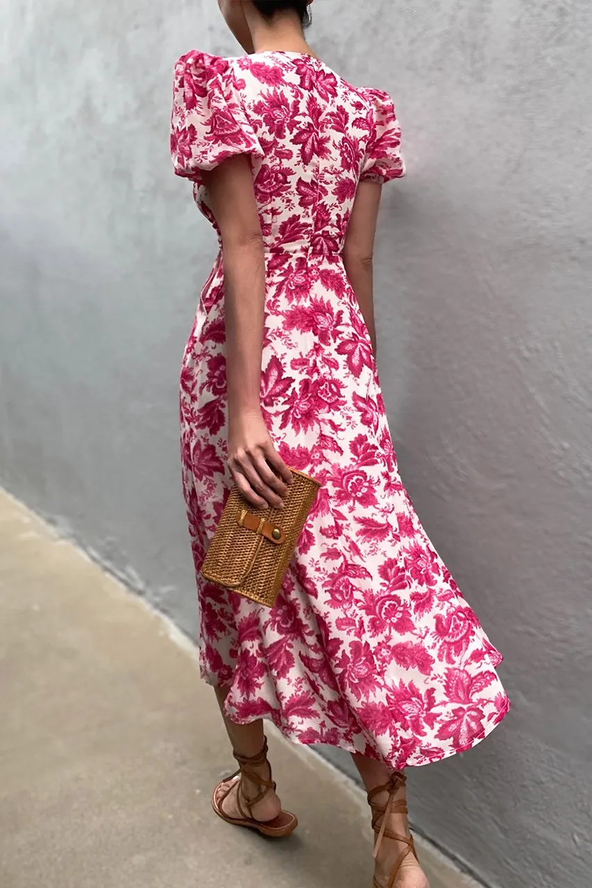 Stevie floral pink midi dress