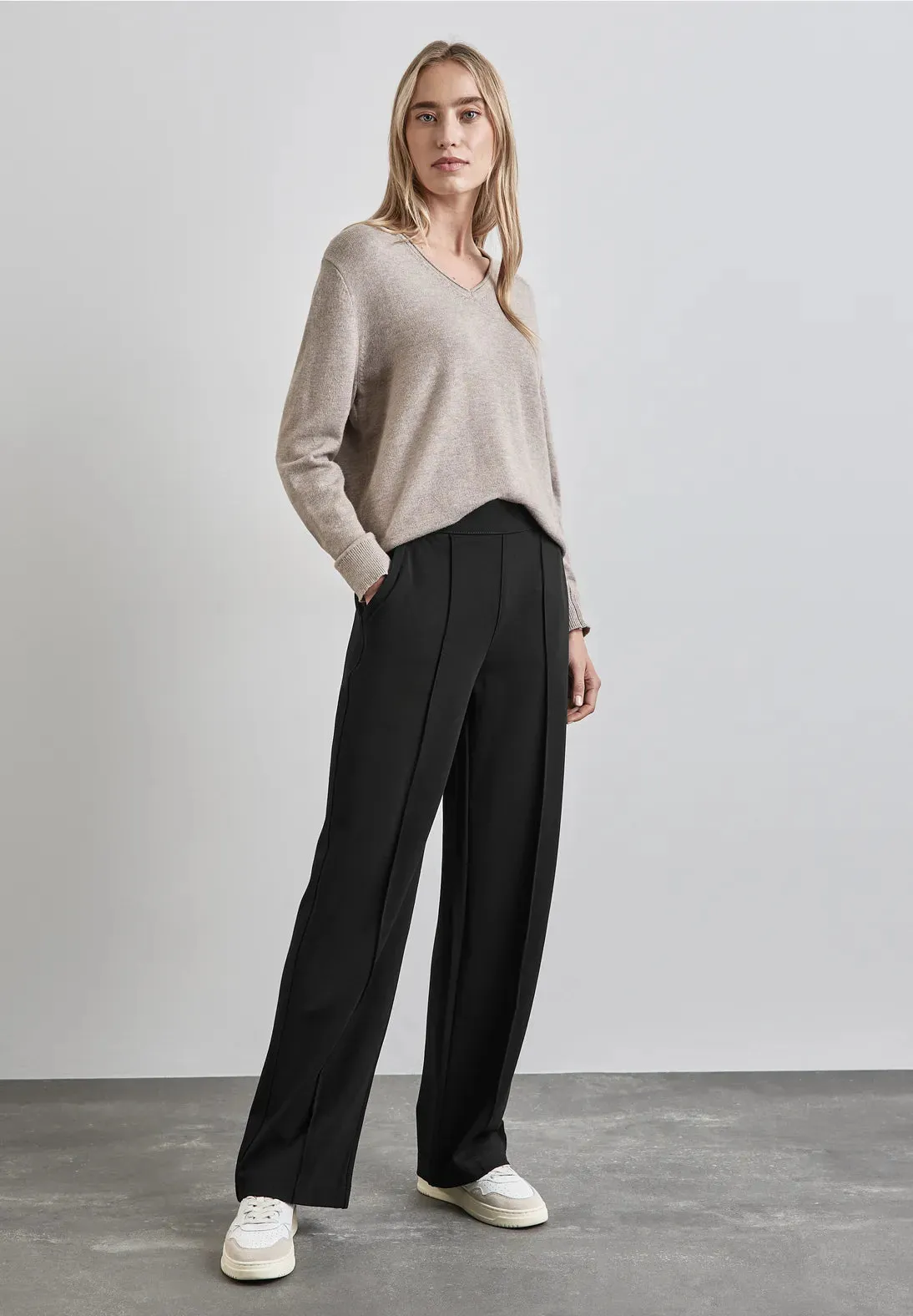 Street One Black Wide Leg stretch trousers  378284