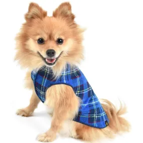 Stretch Fleece Dog Coat Blue Plaid Size 6