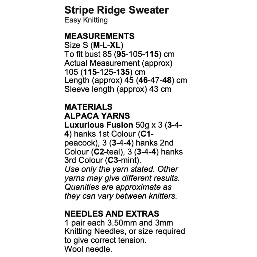 Stripe Ridge Sweater Knitting Pattern (2016)