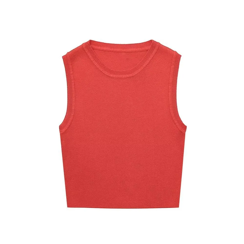 Summer Wind Women Basic Knitted Top Vest