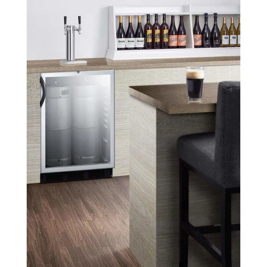 Summit 24" Built-in Automatic Defrost Single Tap Glass Door Commercial ADA Kegerator SBC56GBIADA