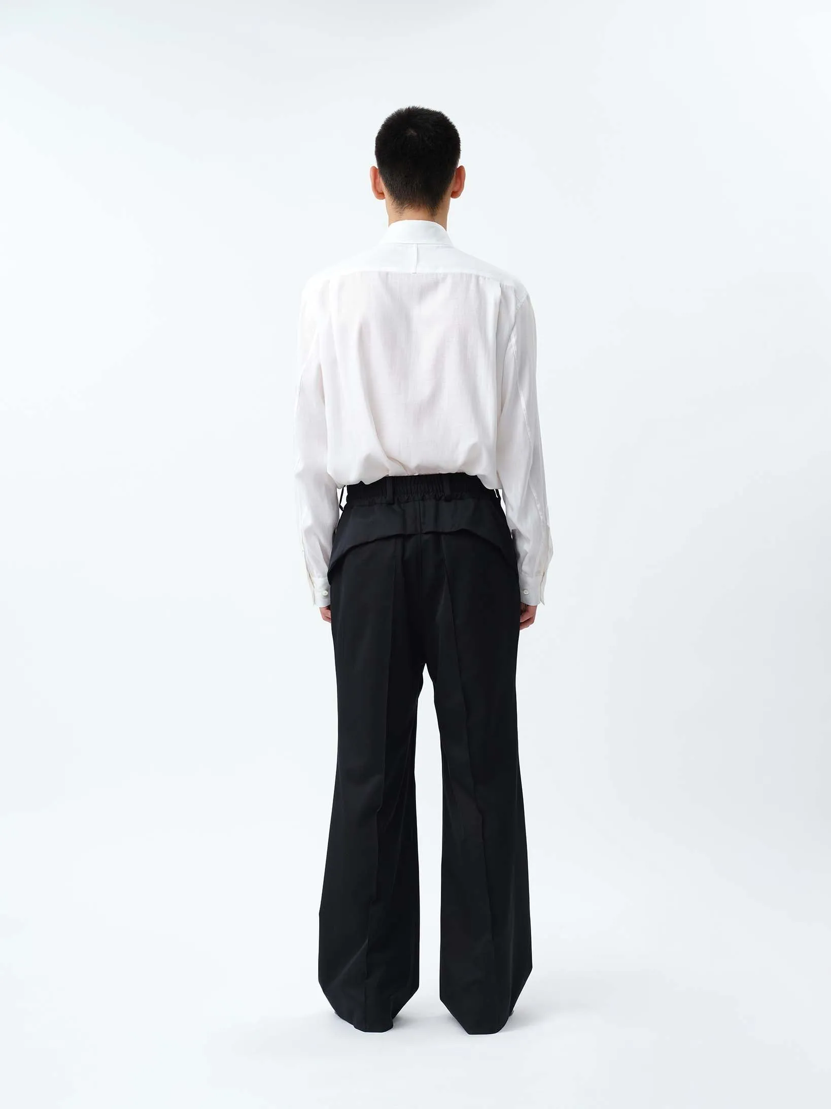 SUPER140 PINTUCK BAGGY EASY TROUSERS .12【BLACK】