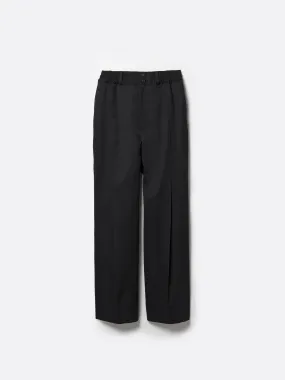 SUPER140 PINTUCK BAGGY EASY TROUSERS .12【BLACK】