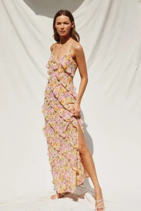 Sweet Talker Diagonal Ruffled Maxi Dress