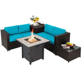 Tangkula 5-Piece Patio Furniture Set with 30 Inches Gas Fire Pit Table