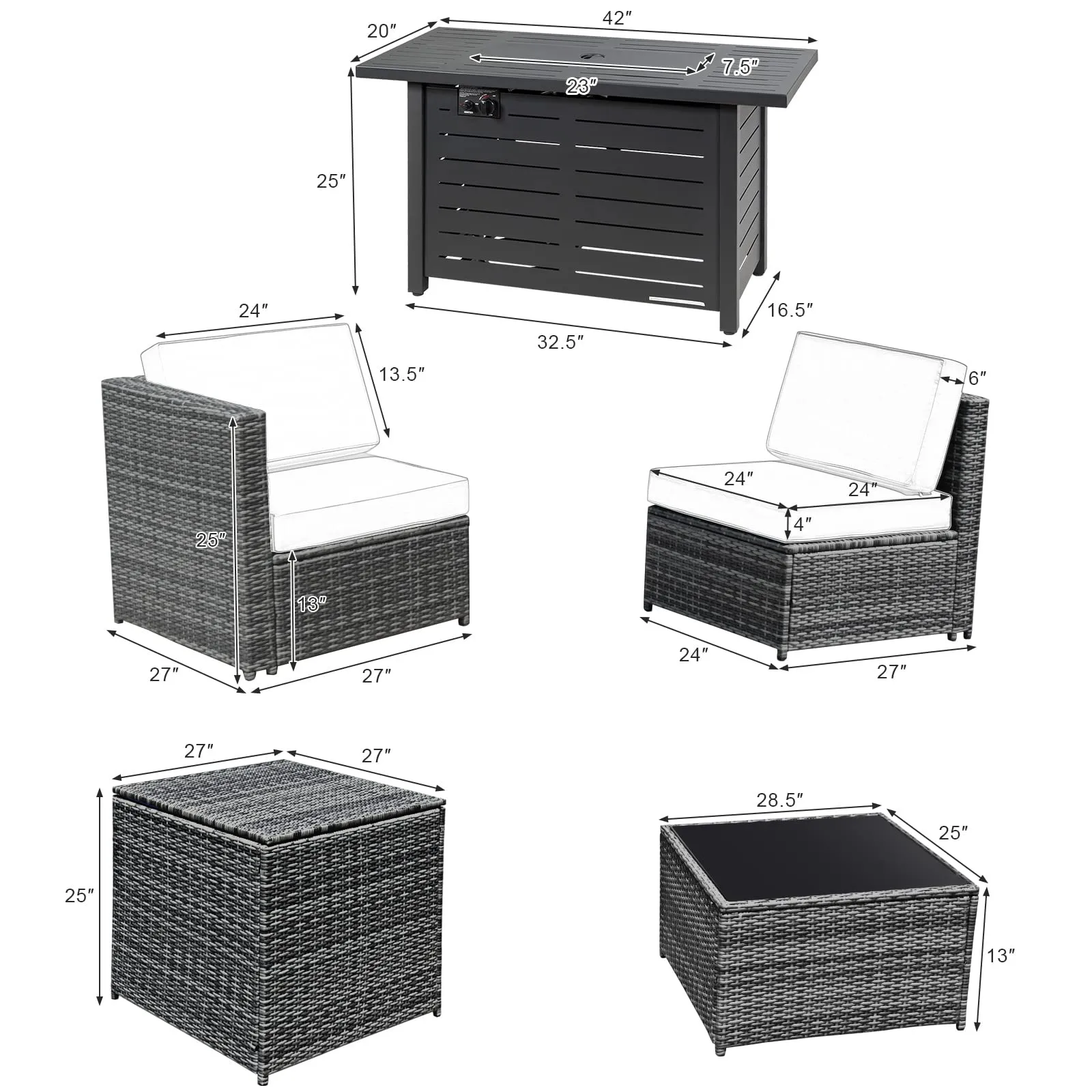 Tangkula 9 Pieces Patio Rattan Furniture Set, Patiojoy Sectional Sofa Set w/Storage Box, Coffee Table, Outdoor Wicker Conversation Set