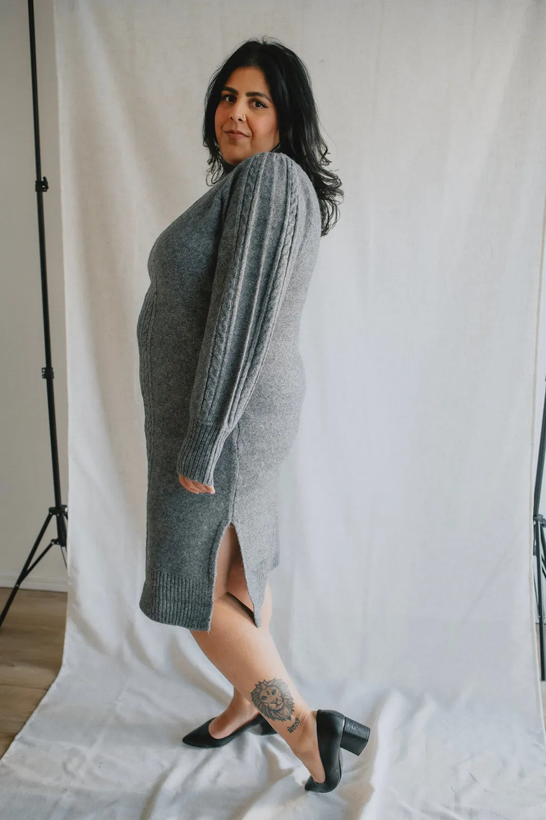 The Mania Cableknit Sweater Dress - PLUS