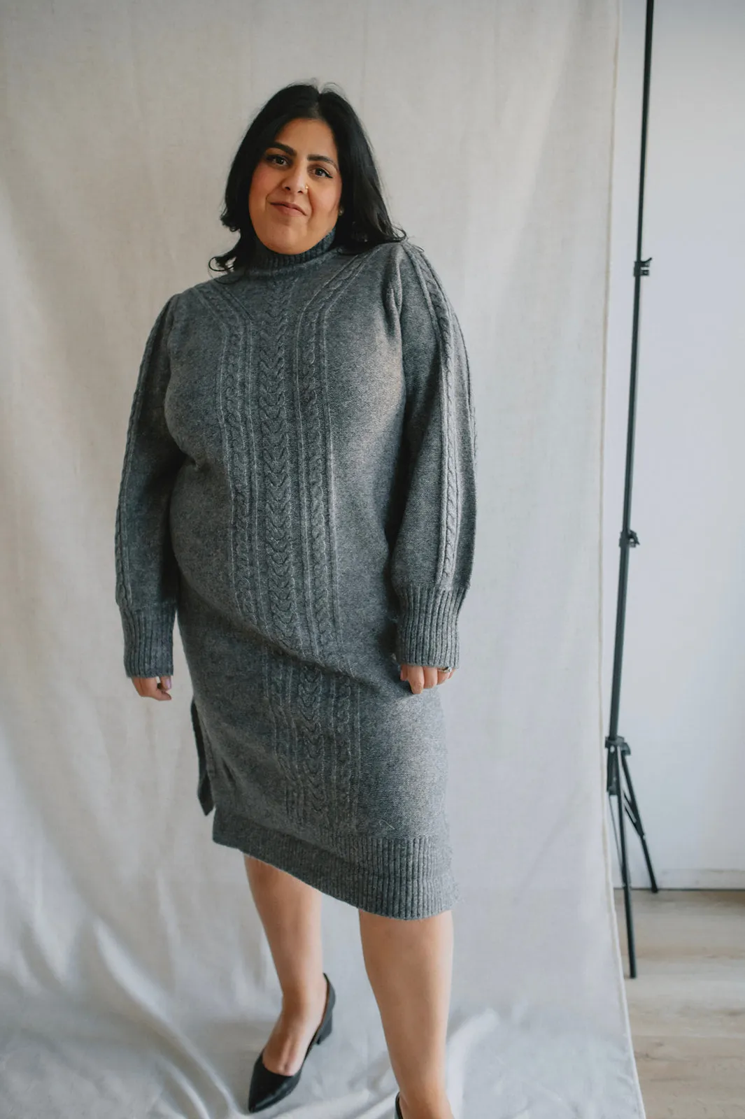 The Mania Cableknit Sweater Dress - PLUS