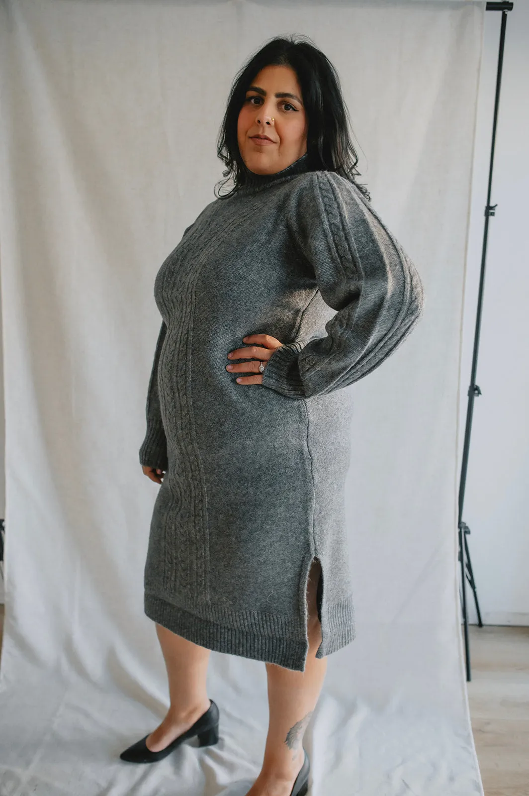 The Mania Cableknit Sweater Dress - PLUS