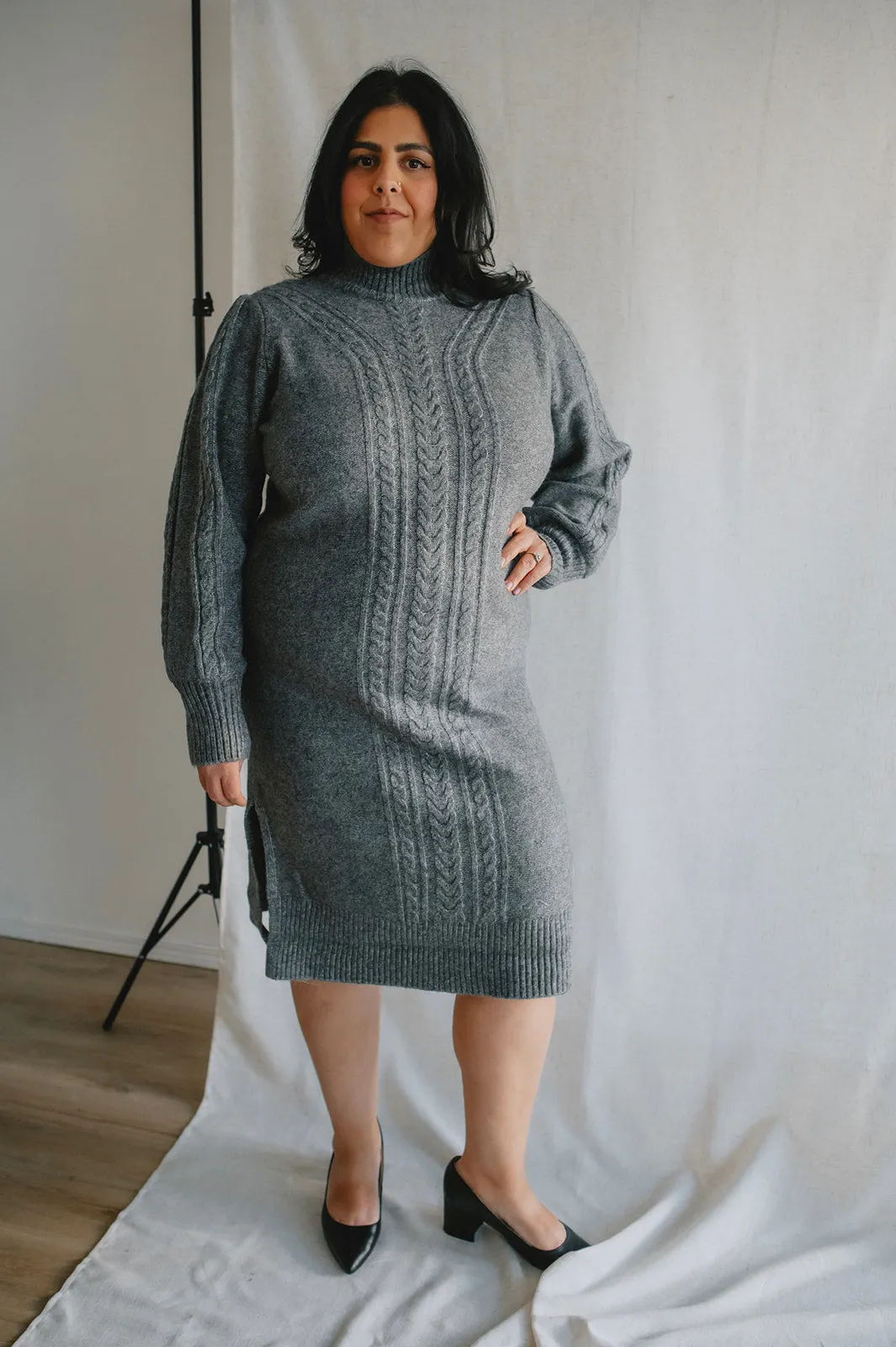 The Mania Cableknit Sweater Dress - PLUS