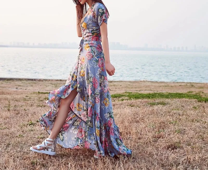 The Prarie Irregular Hem Floral Print Dress