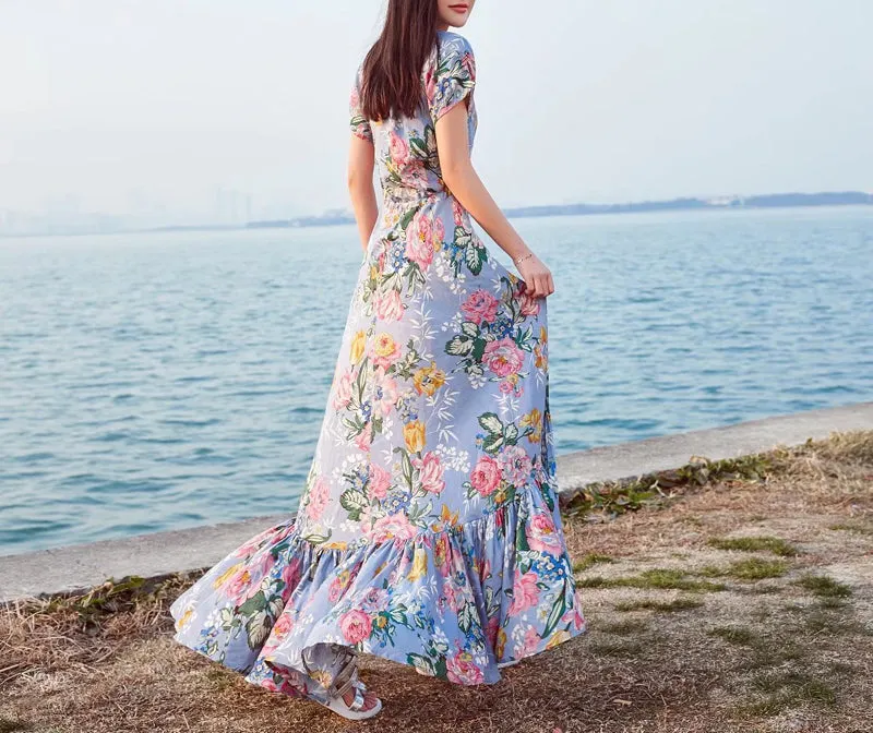 The Prarie Irregular Hem Floral Print Dress