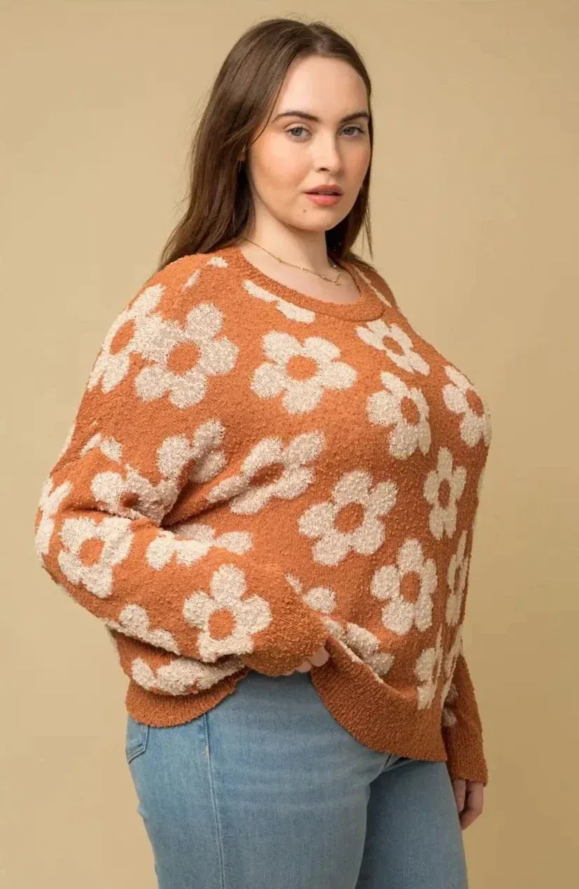 The Retro Daisy Knit Sweater - PLUS