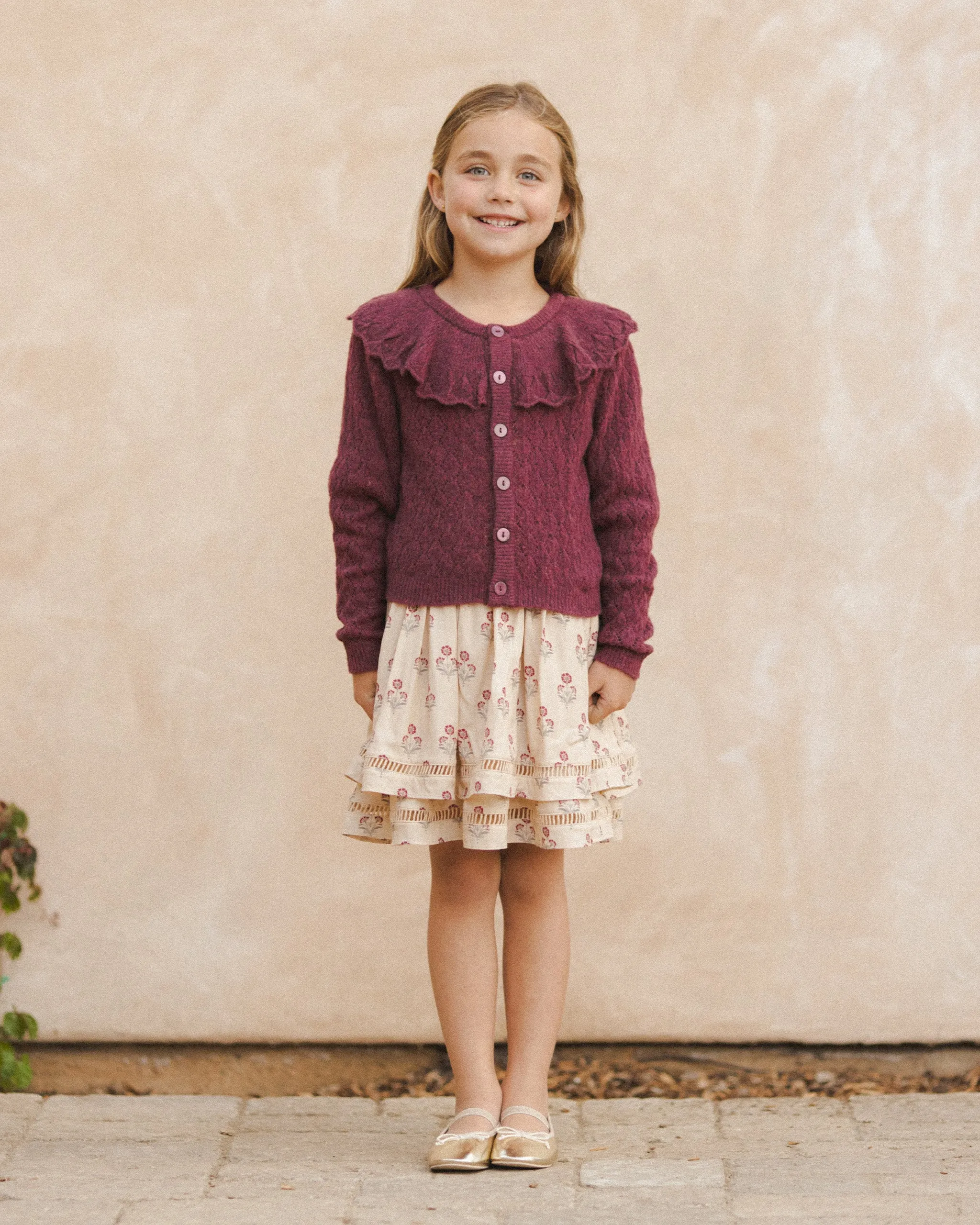 The Ruffle Cardigan by Noralee - Fig - KIDS